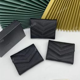 10a Top quality real leather caviar wallets designer wallet card holder fashion man women's credit card cover black sheepskin Mini Keychain purse pocket inter slots