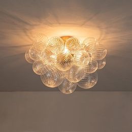 Bubble ball hand-made blown glass chandelier Rotating glass pedant lamp Ceiling light fixture Suitable for bedroom study bathroom