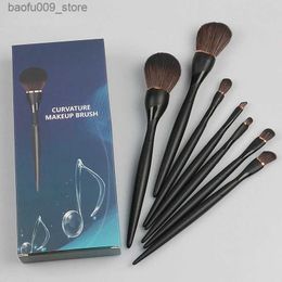 Makeup Brushes 7 Pcs / Set Black Pink Makeup Brushes High Quality Powder Foundation Blush Eyeshadow Make Up Brush Set Man-made Fibres Q231229