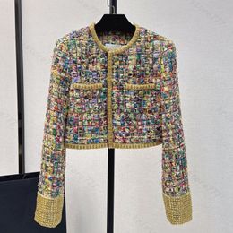 24 FW Women Coats Jacket Multicolor Embroidered Cotton Tweed Blouson With Letter Buttons Vintage Designer Coat Girls Milan Runway Designer Tops Outwear Blazer