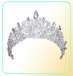 Gorgeous Princess Big Wedding Crowns Bridal Jewel Headpieces Tiaras Women Silver Metal Cryst European Headpieces Jewelry Bridal Ac3827350