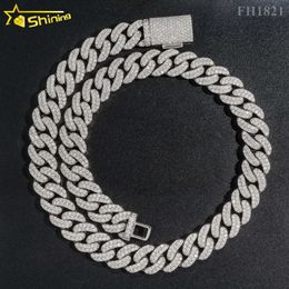 15mm Miami Cuban Link Chains 925 Silver Jewellery Hiphop Men Necklace Cz Diamond Chain