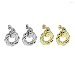 Dangle Earrings Simple Fashion Women Earring Gold Color Metal Twist Band Geometric Wrap Round Circle Drop Charm Style