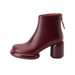 Dress Shoes Thick Sole Short Boots Women 2023 Fashion Heel Women's Autumn And Winter Round Head