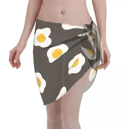 Women's Swimwear Sexy Women Fried Eggs Pattern Sheer Kaftan Sarong Swimsuit Cartoon Bikinis Cover-Ups Skirts Skirt Lace-up