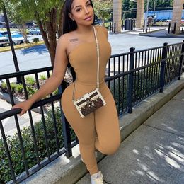Women's Two Piece Pants Spring Solid Elastic 2 Sets Women Outfit Matching One Shoulder Skew Neck T-Shirt Top And Casual Sporty Outfits