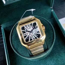 Men Watch Square Frame 39mm Size All Stainless Steel Leisure Business Quartz Watch Luxury Fashion Classic Women Hollow Watch Designer Mens Leisure Watch