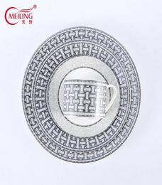 Luxury High Grade Ceramic Tableware Dishes Plates Porcelain with Logo for Desserts Kitchenware Round Trays for Weddings and Banq9958808