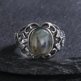 Cluster Rings 10 12mm Natural Labradorite 925 Sterling Silver Lapis Lazuli Turquoise Ring Axe Hollow Design Jewellery For Women Men