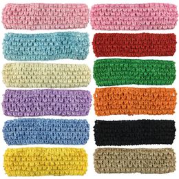 50pcs Kids Girls 1.5 Inch 2.8" Elastic Crochet Hairband Knitted Pettiskirt Headband DIY Baby Infant Hair Accessories FD099 231229