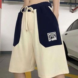 Loewee Pants Designers Fashion Women's Capris Spring And Summer New Classic Embroidery Elastic Belt Casual Cotton Shorts For Men And Women