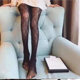 Sexy Long Stockings Tights Women Fashion Black And White Thin Lace Mesh Tights Soft Breathable Hollow Letter Tight Panty Hose High Quality 23