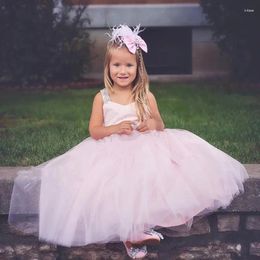 Girl Dresses Pink Flower Dress A Line Princess Wedding Party Gown Backless Beaded Layers Tulle Girls Pageant Birthday