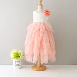 Girl Dresses 2023 Girls Long Princess Lace 5 Layered Yarn Cake Dress Flower For Party Wear Patterns