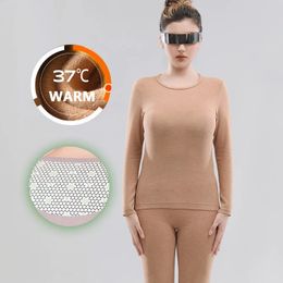 Winter Women's Thermal Underwear Set Thermo Thick Seamless Double Layer Warm Long Johns Body Slim 2Pieces Sets Female Lingerie 231229