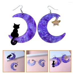 Pendant Necklaces 1 Pair Women Drop Earrings Moon Asymmetrical Hook For Teen Girls