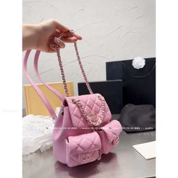 women backpack ch designer Chan girl Womens luxury backpack with small fragrance mini bags 23P Small Fragrant Wind Pink Small Frog Backpack with Caviar and Litch B5EL