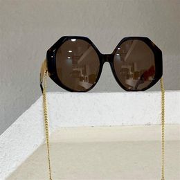 Polygon Shape Sunglasses Gold Black Dark Grey Lens with Chain Sonnenbrille occhiali da sole uv400 protection with box2732