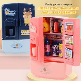 Mini Double Door Refrigerator Girl Toys Simulation Pretend Play Kitchen Kids Accessories Role Gift for Children 231228