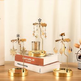 Round Candle Tray Rotating Candlestick Holder Romantic Lantern Windmill Suitable for Decoration or Creative Birthday Gift MHY015