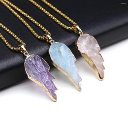 Pendant Necklaces 1PC Natural Semi Precious Crystal Aquamarine Irregular Shaped Charm Necklace Jewelry Accessories Gift