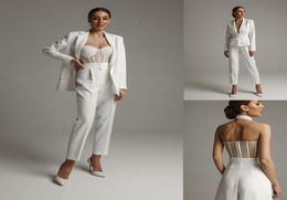 Pearls Beading Suits Women Wedding Tuxedos Luxury Prom Evening Guest Formal Wear Custom Made Pants JacketPants8657366