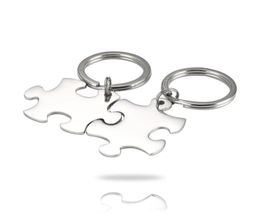 100 Stainless Steel Jigsaw Puzzle Keychain Blank For Engrave Metal Key Chain Mirror Polished Whole 10pair5037719