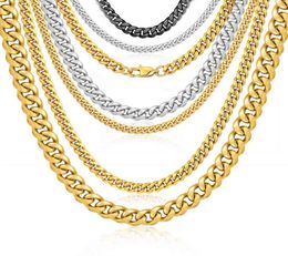 Fashion Wholale Women Men Necklace Jewellery Custom 16 Inch 10Mm Gold Plated Stainls Steel Cuban Link Chain Necklace5119596
