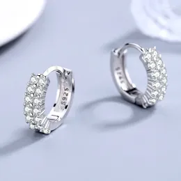 Hoop Earrings 2023 Trendy Temperament Crystal Round Silver Plated Earring For Women Charm Zircon Dangle Wedding Bride Jewelry