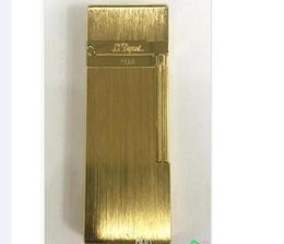 ST Ligne 2 Lighter Classic Brushed Metal Ping Sound Flame Lighter Gold7599282