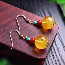 Dangle Earrings Art Deco Era Faceted Baltic Honey Amber Bead Beautiful CARNIVAL Easter Hook Year Diy Jewelry VALENTINE'S DAY Gift