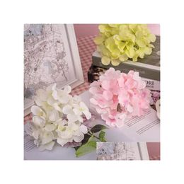 Decorative Flowers Wreaths 13-15Cm Artificial Hydrangea Flower Head For Wedding Birthday Party Decoration Diy Garland Wall P Ograp Dhega