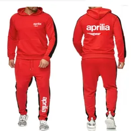 Men's Tracksuits Fashion Casual Men Spring Autumn Hoodie Aprilia Logo Printing High Quality Cotton Sportswear Suit