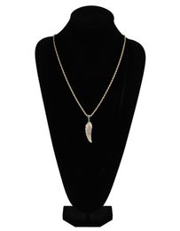 FashionGold White Gold Iced Out CZ Zirconia Lovers Angel Wing Necklace Chain Hip Hop Feather Wing Rapper Jewellery Gifts fo8468542