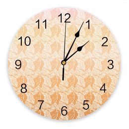 Wall Clocks Plants Leaves Laurel Palm Large Clock Dinning Restaurant Cafe Decor Round Silent Home Decoration