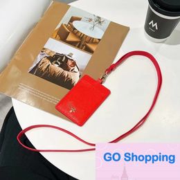 All-match Holder Card Clamp Work Permit Lanyard Hanging Neck Applicable Card Holder Unisex Leather Case Document Package