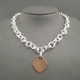 Top craft S925 prata esterlina amor pingente colar para mulheres homem clássico rosa ouro em forma de coração pingente charme colares de luxo marca jóias colar