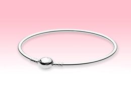 Real 925 Sterling Silver Ball Clasp Bangle Bracelet with Original box for DIY charms Bracelet for Women mens bangles9234201