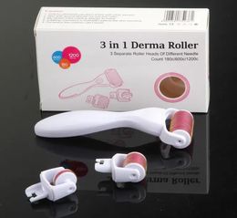Roller 3in1 Kit Derma Roller for Body and Face and eye Titanium Micro Needle Roller 180 600 1200 Needles Skin Dermaroller