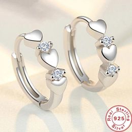 Hoop Earrings Fashion 925 Sterling Silver Heart Zircon Small For Women Jewellery Wedding Party Gifts