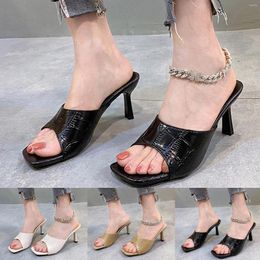 Sandals Fashion Spring And Summer Women High Heel Casual Open Toe Leather Texture Womens Comfort