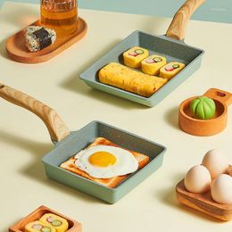 Pans Japanese Frying Pan Flat Bottom Melaleuca Non-stick Maifan Stone Square Egg Roll Steak Thick Omelette