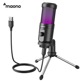 Maono PM461TR USB Gaming Microphone Desktop Condenser Mic Podcast PComputer with Gain For Recording Podcasting Streaming 231228