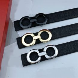 Designer belt women litchi leather luxury belts for men designer brown black double sides cintura metal smooth buckle womens belts simple comfortable hj023