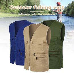 Outdoor Fishing Vest Summer Multi Pockets Mesh Jackets Waterproof Sea Fishing Quick Dry Waistcoat Pography Clothing Vest 231228