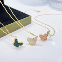 Butterfly Pendant Necklace Waterproof Elegant Girlfriends Gift Necklaces Wedding for Woman Jewellery Top Quality 18 Color336n