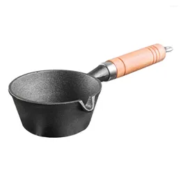 Pans Mini Oil Pan Iron Fryer Pot Practical Milk Kitchen Butter Melting Cast With Wooden Handle Cheese Heating