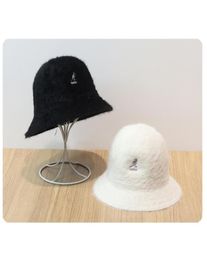 Autumn and winter women039s new rabbit fur pure color Korean fisherman hat kangol kangaroo embroidery warm allmatch bucket hat3587230