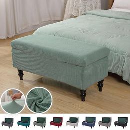 Chair Covers Polar Fleece Storage Ottoman Elastic Bedside Footstool Cover Rectangle Footrest Piano Seat Bench Slipcover