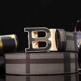 Men's Fashion Brand Leather Belt Designer Letter B Automatic Buckle Plaid Business Casual Belt232b